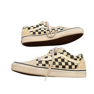Vans Old Skool Checkerboard Shoe Size M 8.5 W 10 Cream Black White